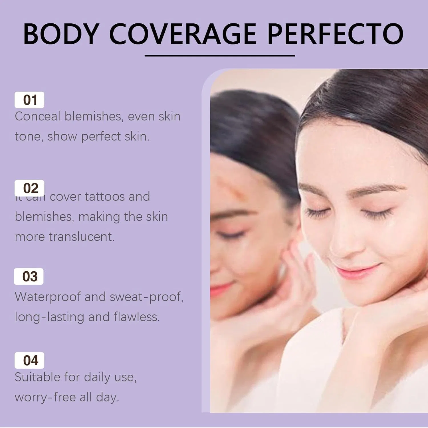 Тональный крем Cover Cream для тела с большой кистью, 2 шт. Gahwa, 2 Pieces. — фото 4