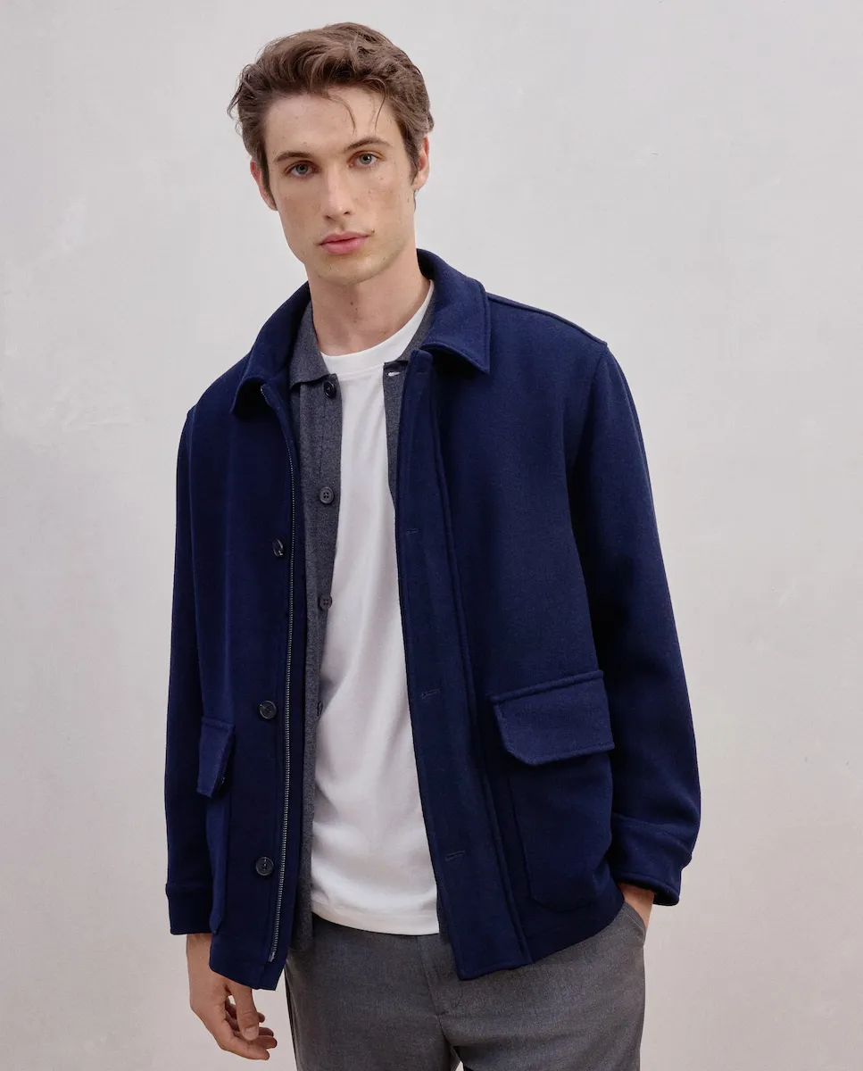 

Мужское длинное пальто из ткани Dustin, темно-синий