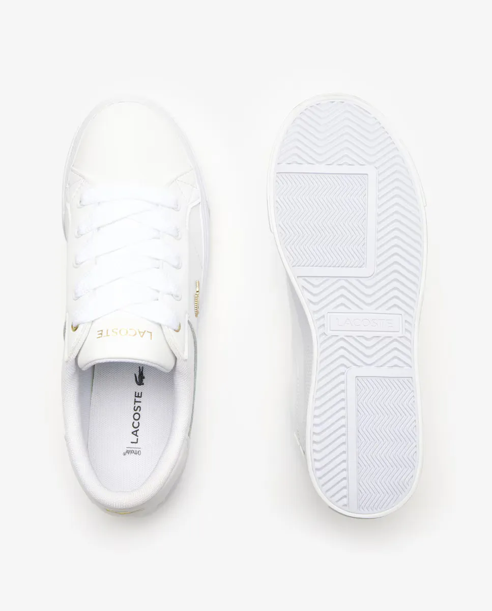 Женские низкие кожаные кроссовки Ziane Platform в форме шлема Lacoste, белый — фото 4