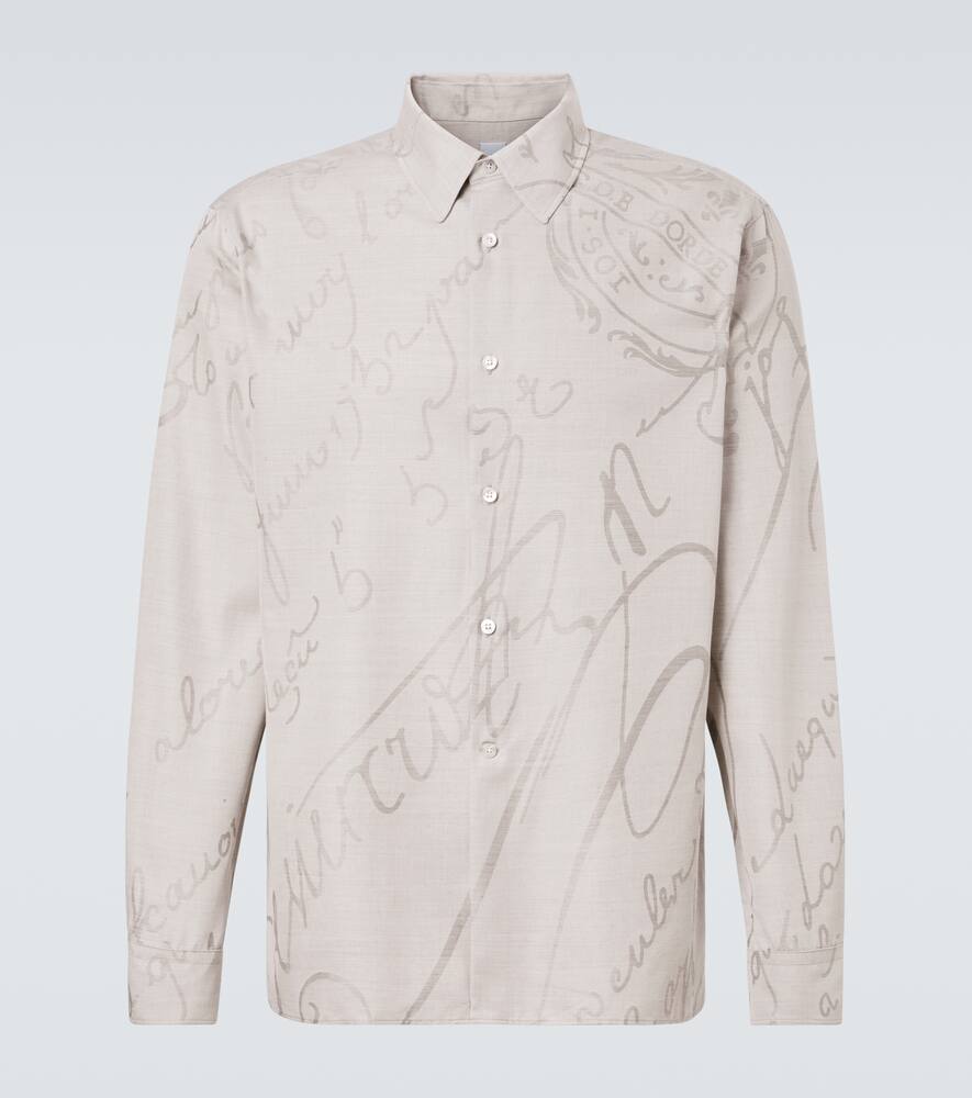 

Хлопковая рубашка с принтом из шерсти и шелка Berluti, Beige