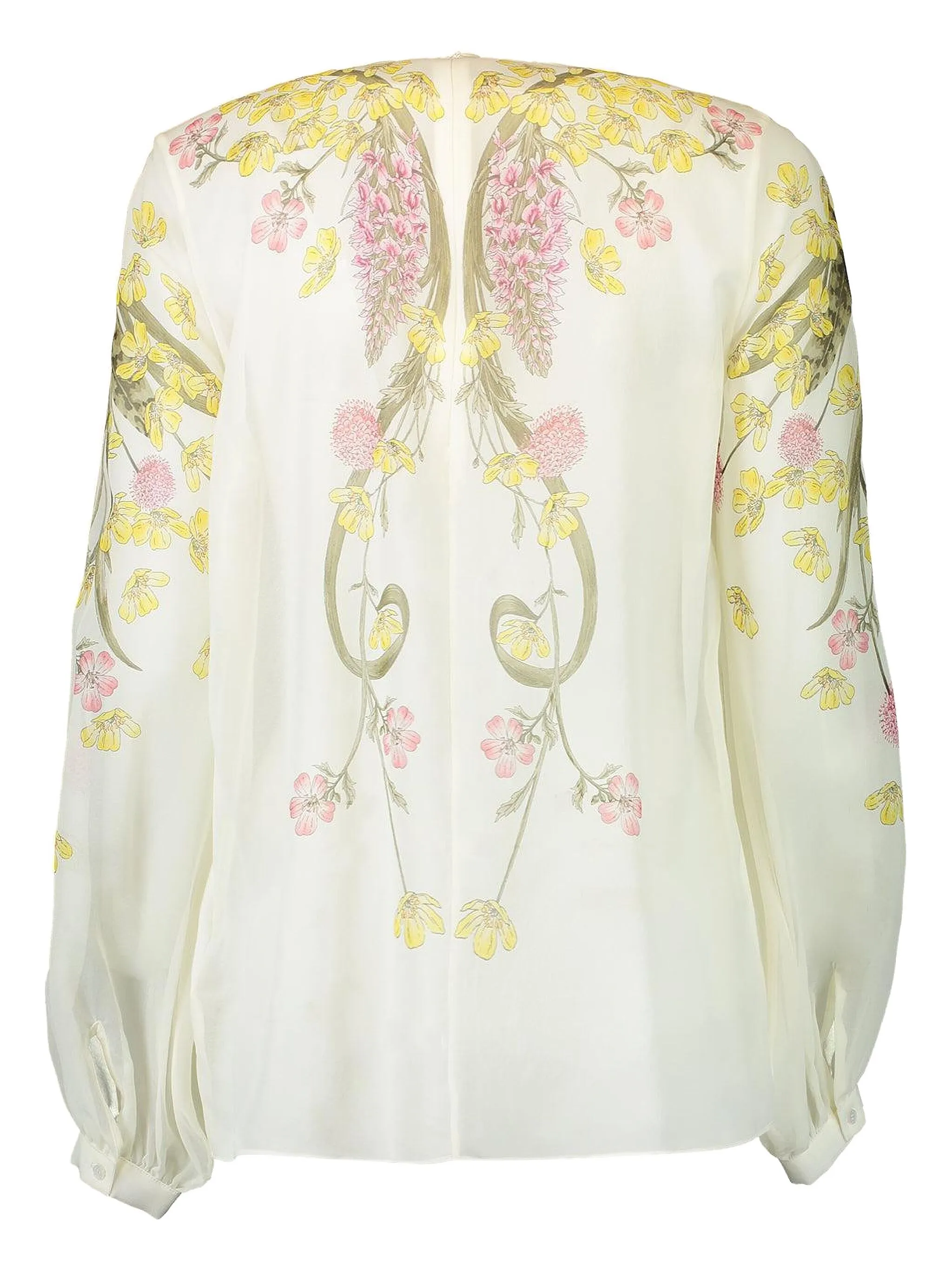 

Плиссированная блузка с цветочным принтом Giambattista Valli, белый