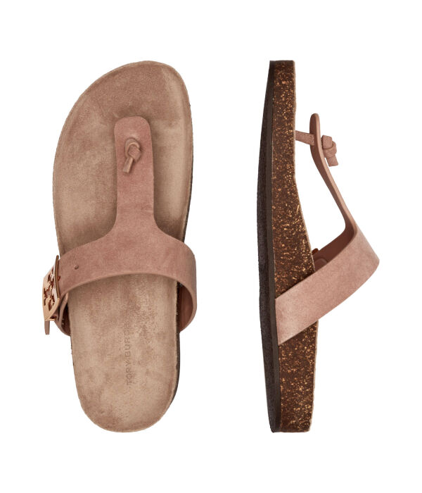 Кожаные пляжные тапочки мягкие Tory Burch, желтый — фото 3