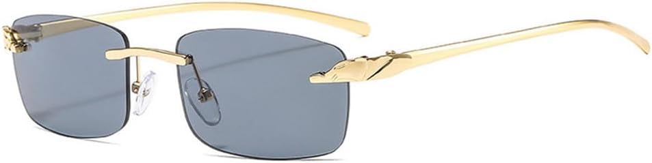 

Винтажные уникальные солнцезащитные очки без оправы с леопардовым принтом, прямоугольные, женские, конфетных цветов, с прозрачными линзами, мужские солнцезащитные очки WNCKSQ, Golden Gray