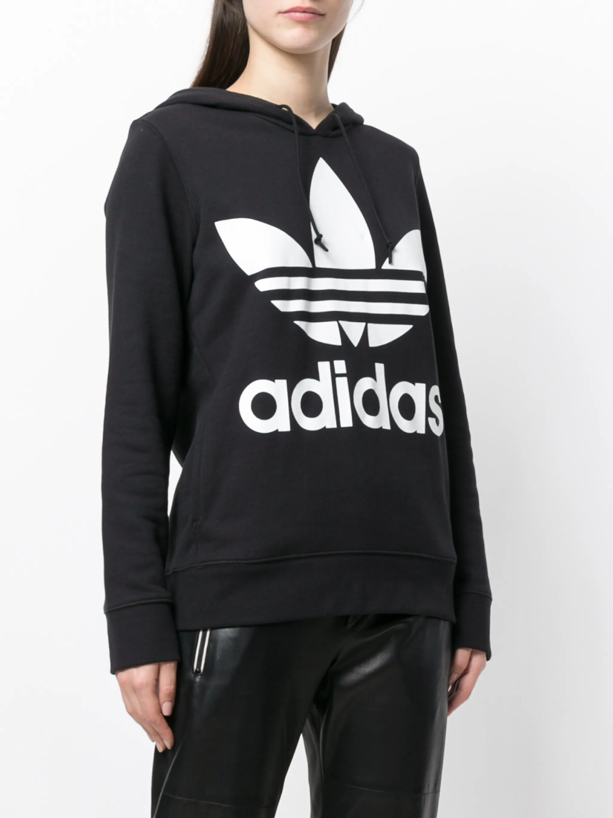 Толстовка с капюшоном и логотипом Adidas Originals Trefoil, черный — фото 3