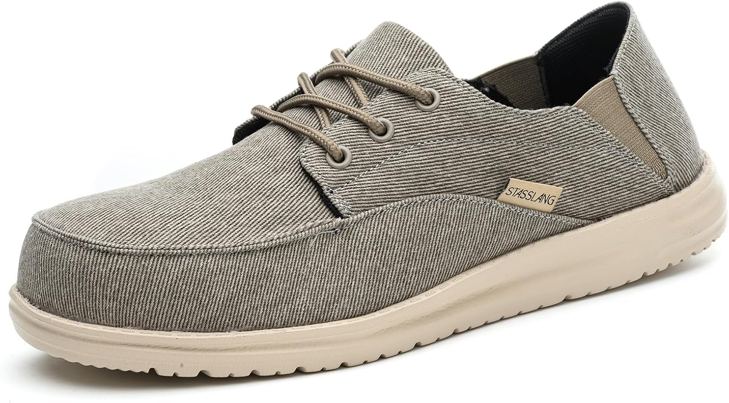 

Мужские лоферы с металлическим носком, легкие повседневные кроссовки для промышленного строительства, прочная обувь без шнурков Stasslang, хаки