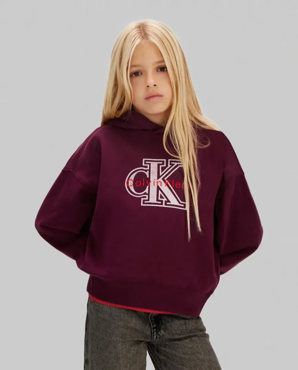 Детская толстовка с капюшоном Calvin Klein, фиолетовый