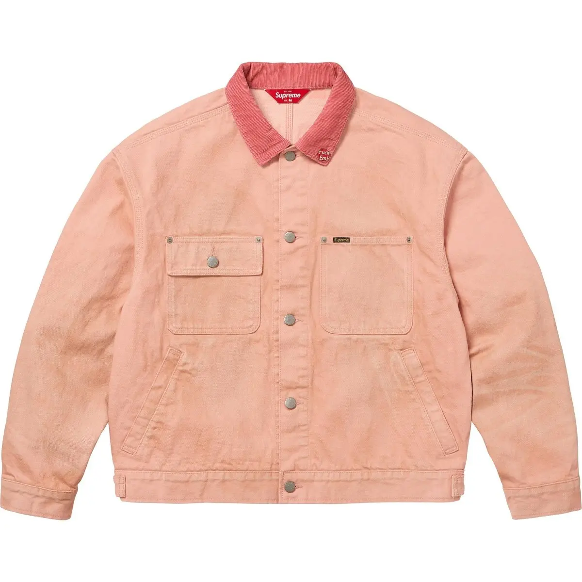 

Supreme Фирменная потертая куртка тракер унисекс, Washed Pink/Washed Pink