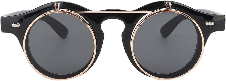 

Солнцезащитные очки-раскладушки, круглая оправа в стиле ретро-панк с металлическими линзами, поляризованные, легкие, для отдыха на природе, пляжа, кемпинга и путешествий, ярко-черные Brrnoo