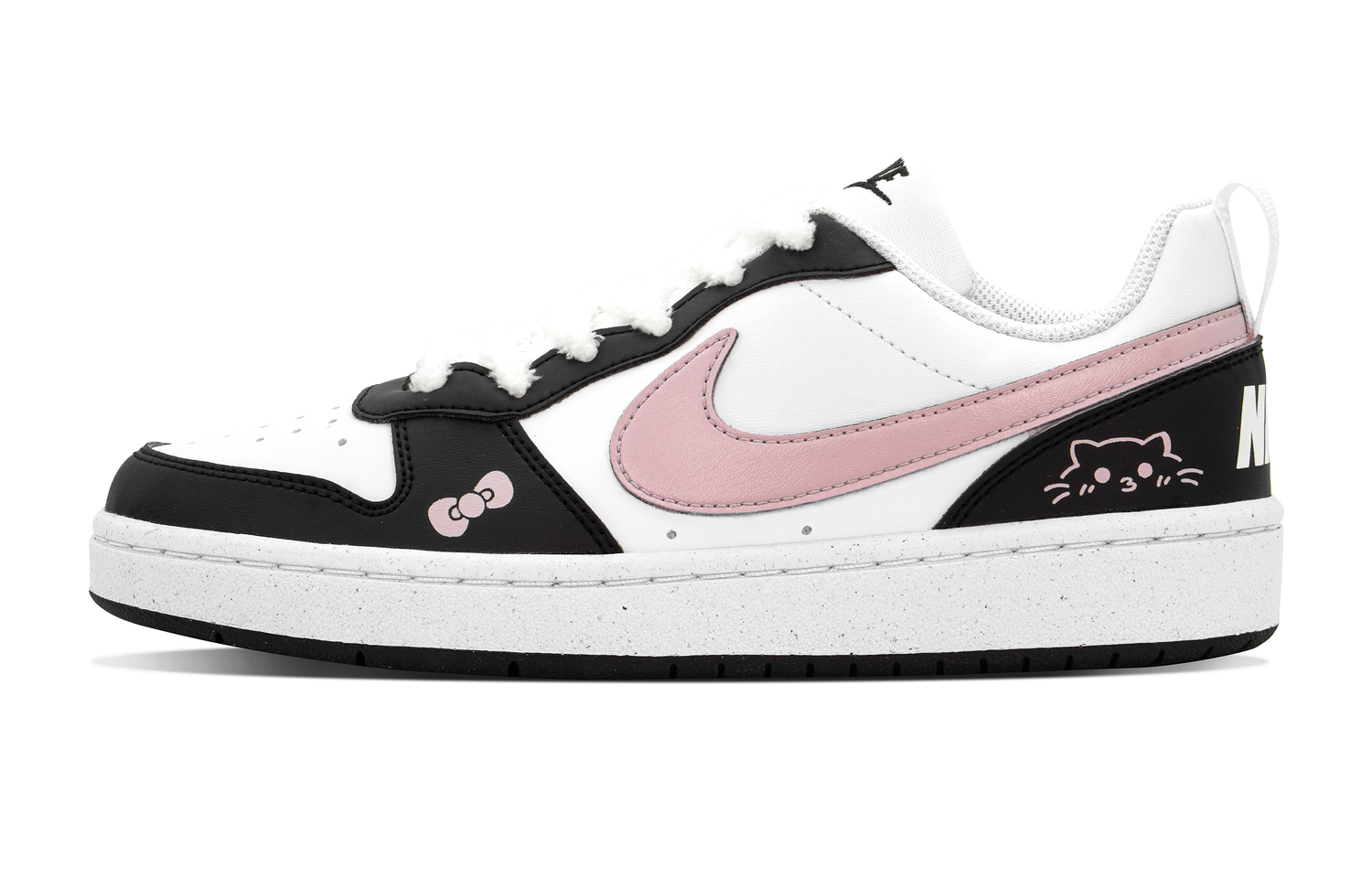 

Court Borough Kitten Rice Ball Кожаные противоскользящие износостойкие низкие детские скейтборд-кроссовки Nike, черный розовый