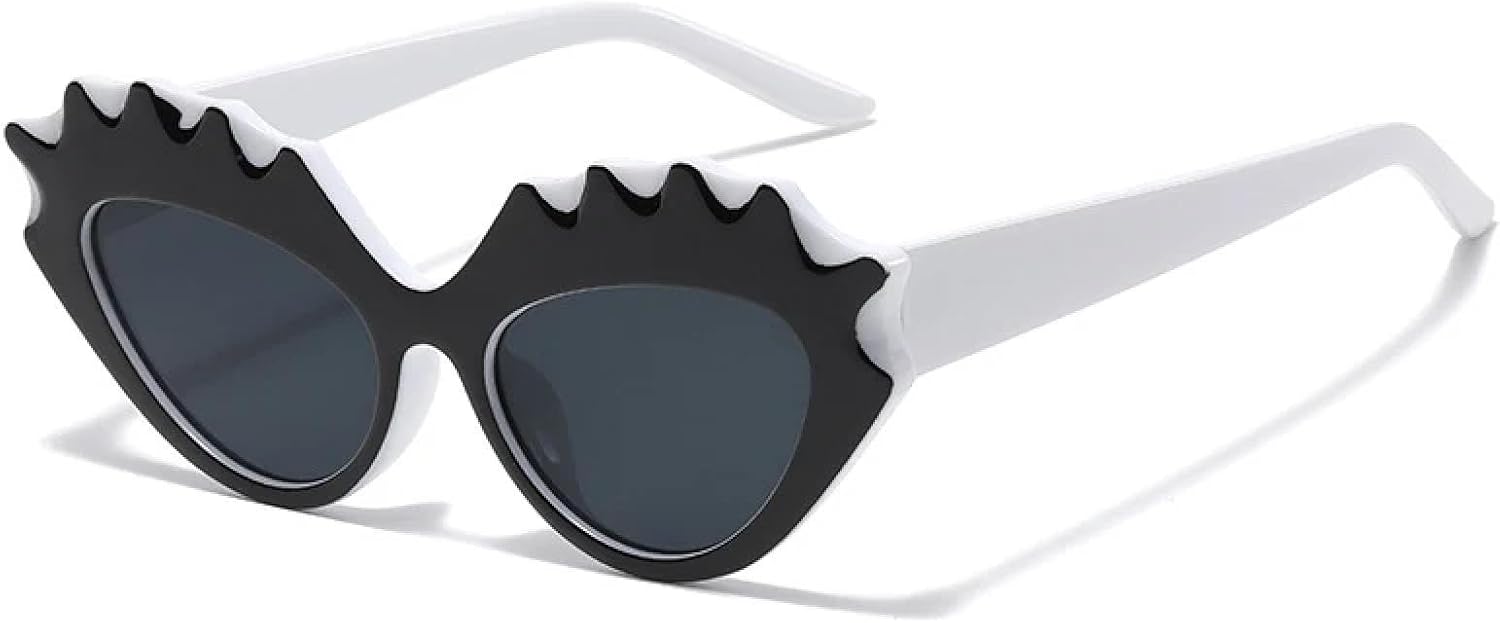 

Винтажные солнцезащитные очки «кошачий глаз» для женщин и мужчин, модные, для активного отдыха, уличной фотографии, солнцезащитные очки с защитой от УФ-излучения UV400 TKKTLLT, White Black Gray