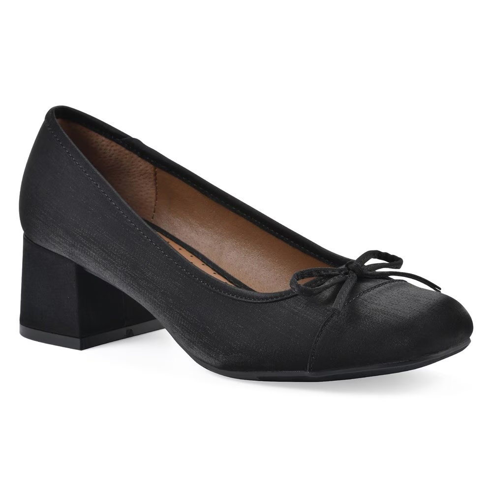 Туфли на блочном каблуке White Mountain, black shimmer fabric