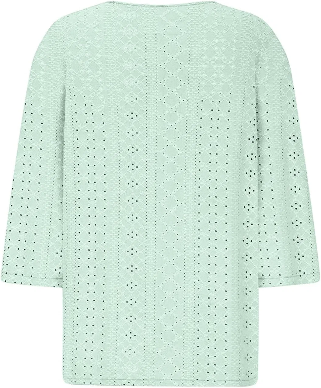 Блуза с V-образным вырезом, 3/4 рукав, ажурная, Generic, 2a-mint Green — фото 3