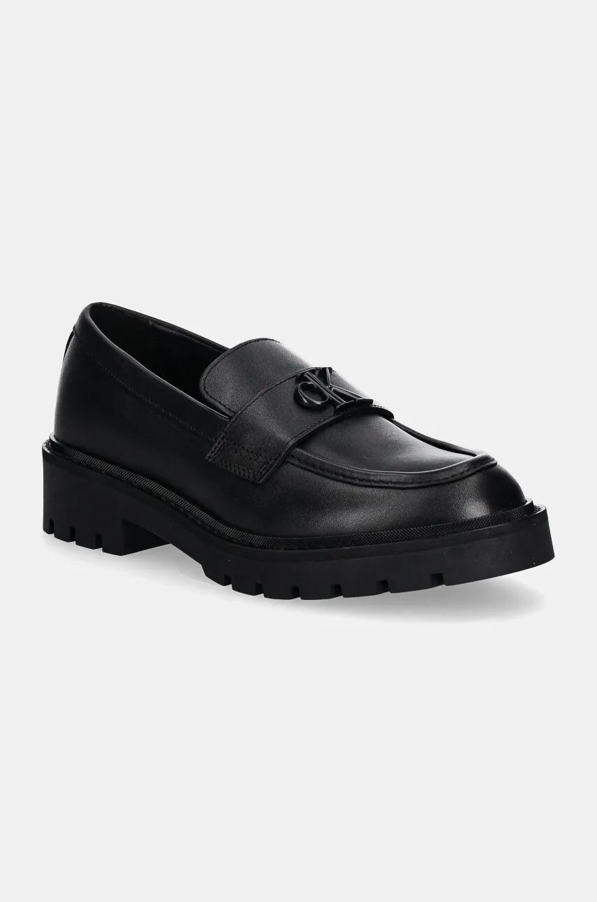 

Кожаные лоферы Calvin Klein Jeans FLATFORM LOAFER HW MG LTH, черный