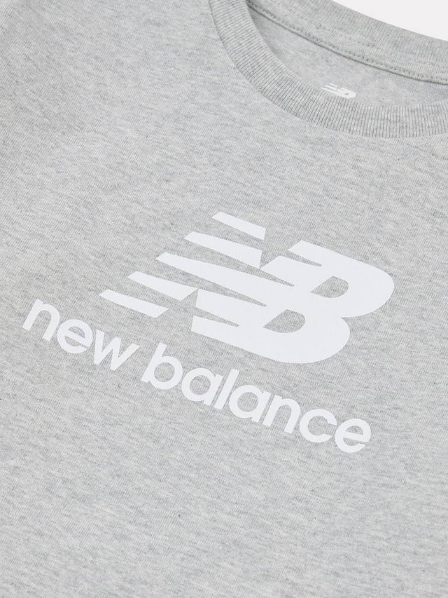 Детская хлопковая футболка с длинными рукавами New Balance, Grey Heather — фото 3