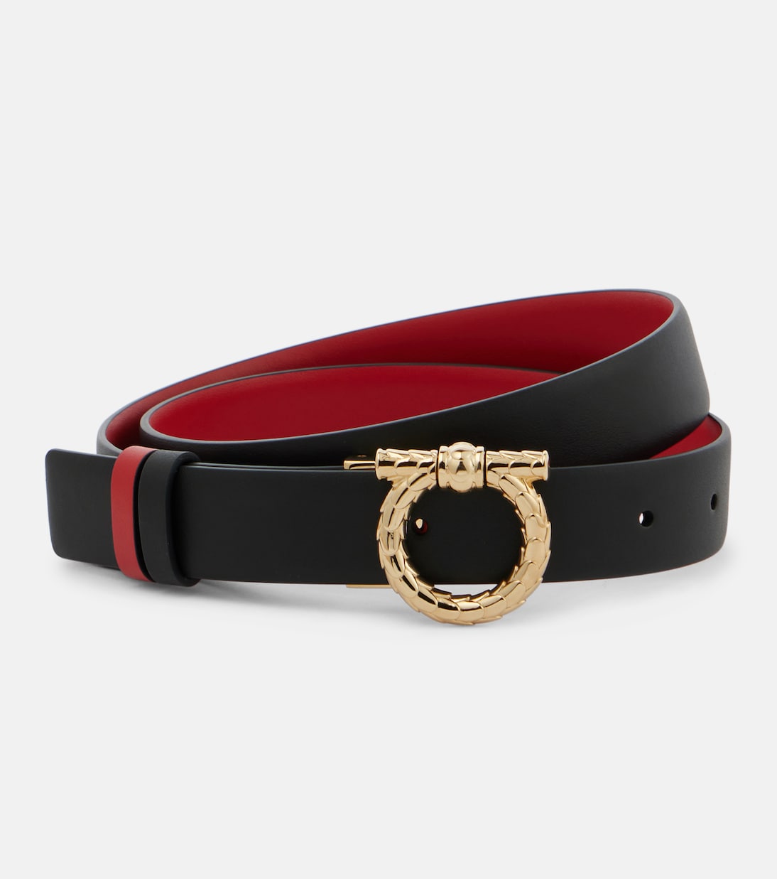 

Ремень Gancini из кожи реверсивный Ferragamo, Nero/Flame Red