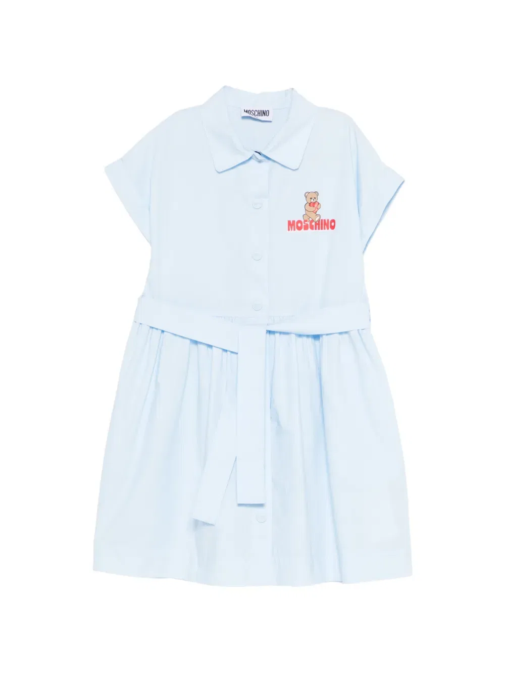 Платье с поясом и принтом под медведя Moschino Kids, синий