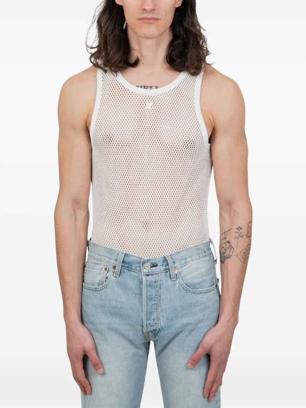 

Сетчатый топ без рукавов Courrèges, белый