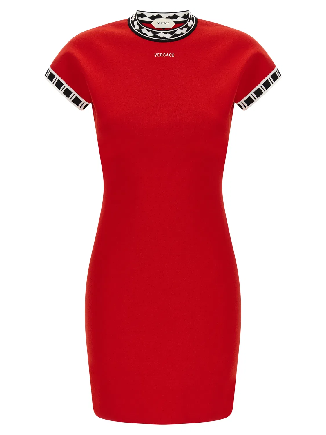 Женское хлопковое платье-мини с вышивкой Red Cotton Short Dress Versace, Red