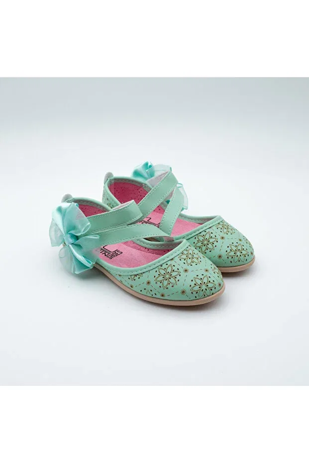 Детские балетки для девочек с принтом Arçın Shoes, Water Green