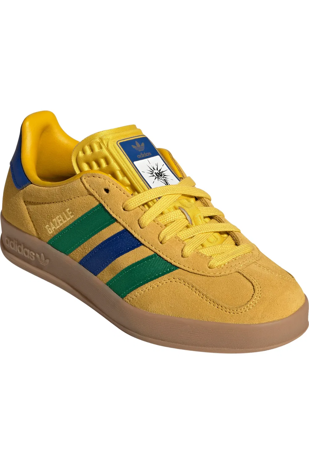 Кроссовки детские футбольные Gazelle Indoor adidas, Yellow/Royal/Green
