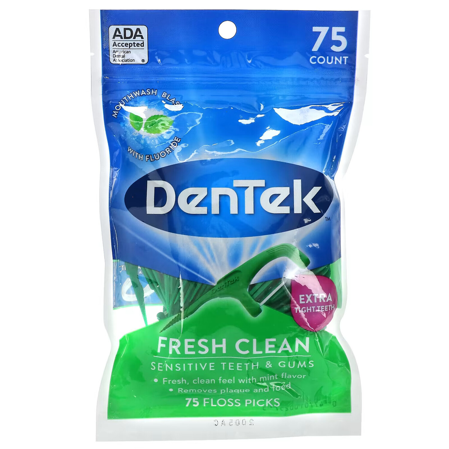 

DenTek, Fresh Clean, зубочистка с зубной нитью, средство для гигиены полости рта, 75 зубочисток