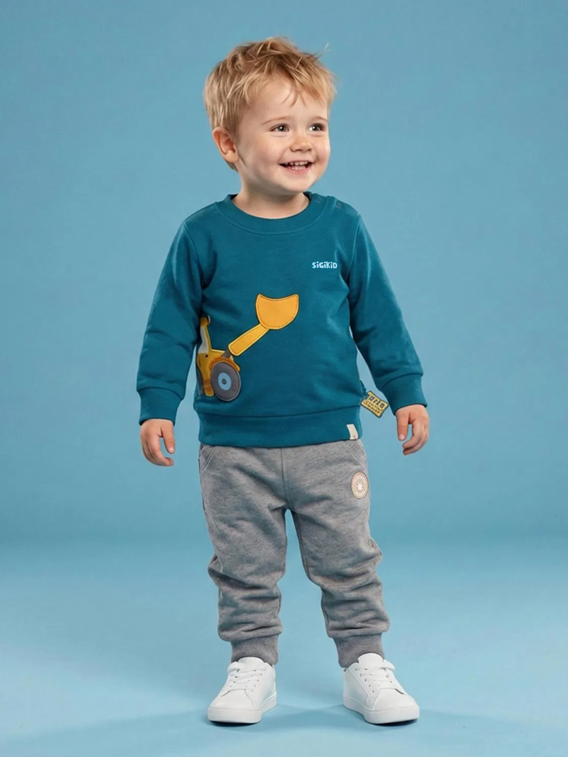 Рубашка Sigikid Langarmshirt Blue & Bright цвета Бетон — фото 3