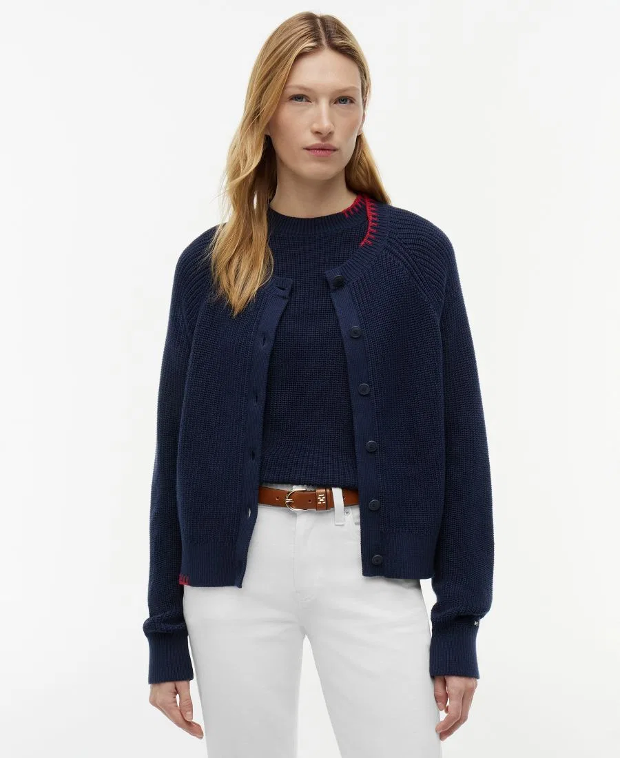 Кардиган женский с кружевной отделкой, с длинным рукавом Tommy Hilfiger, Dark Night Navy