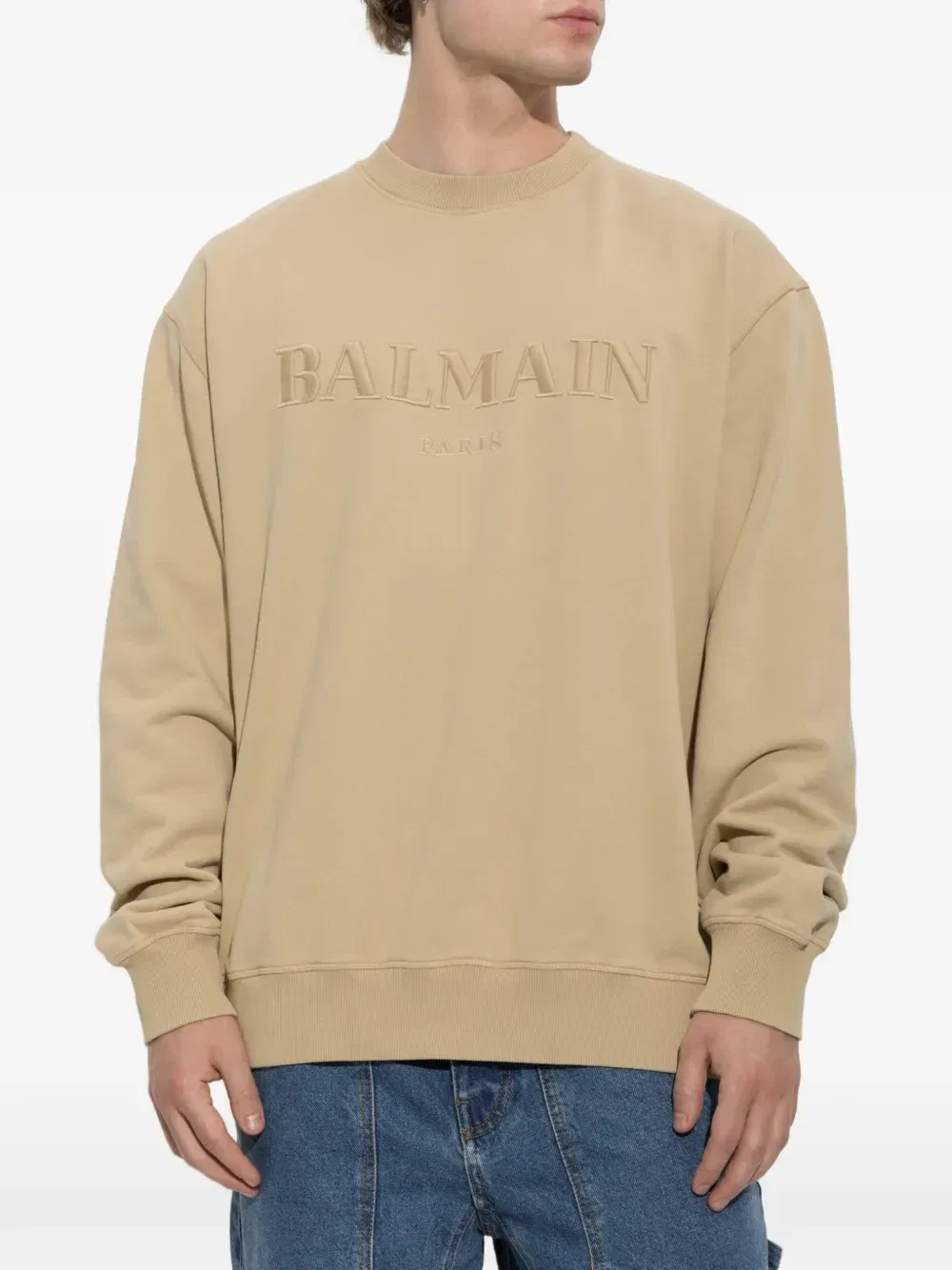 Толстовка с вышитым логотипом Balmain, бежевый — фото 3