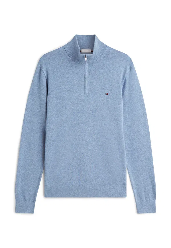 Джемпер с воротником-молнией из хлопка Quarter zip mock neck jumper Tommy Hilfiger, brisk blue heather, синий — фото 4