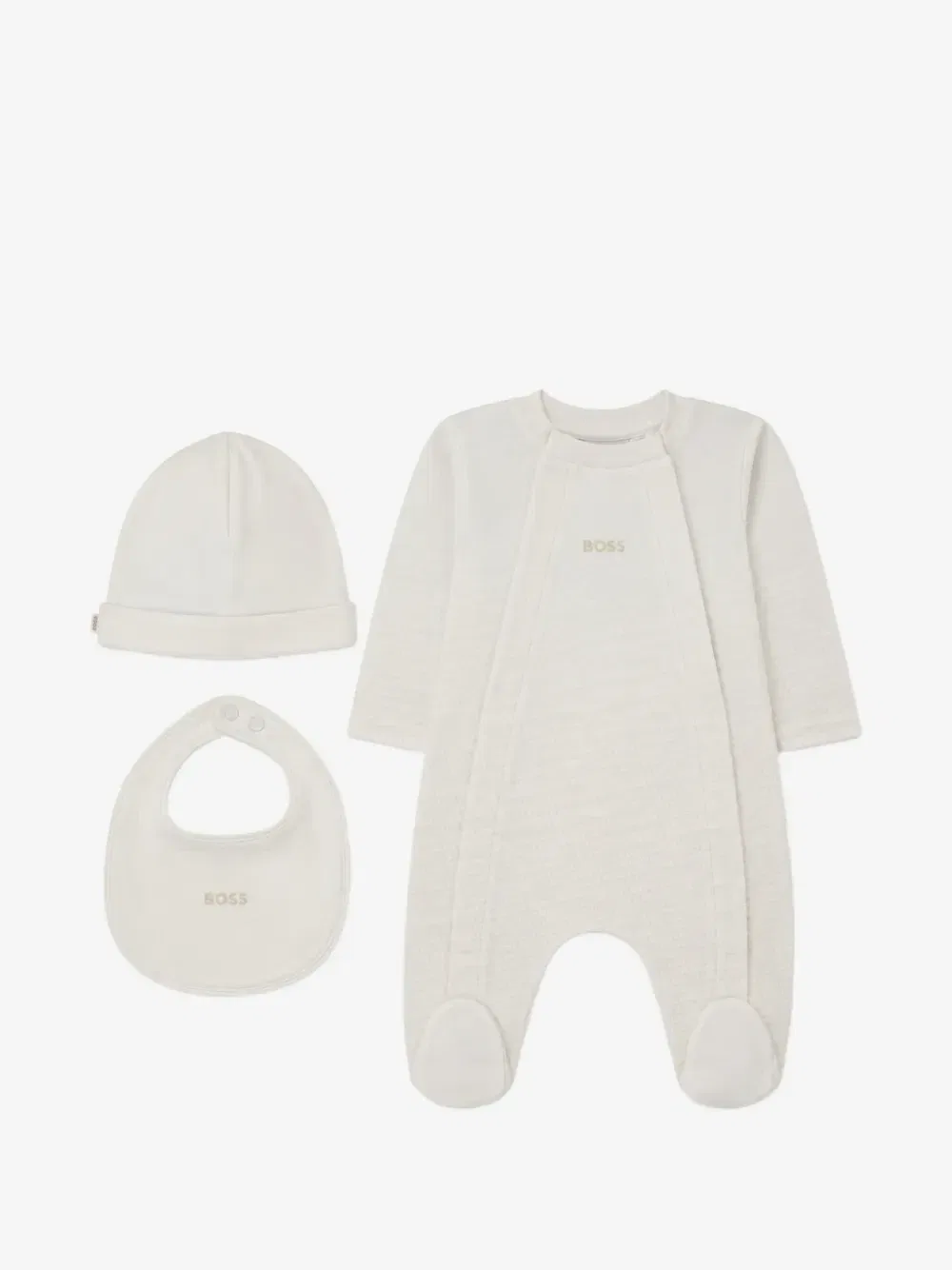 Комплект из трех предметов с логотипом BOSS Kidswear, бежевый