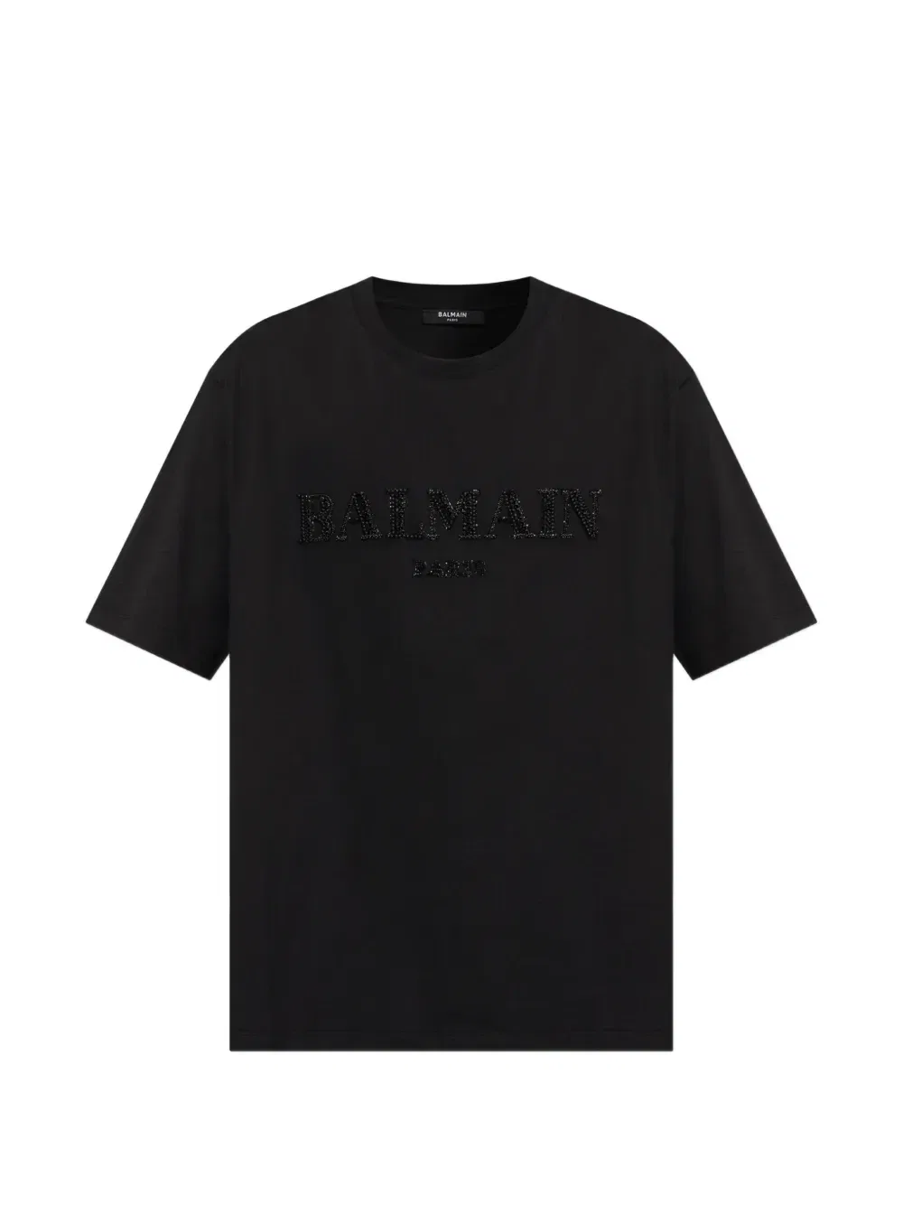 Футболка с логотипом и кристаллами Balmain, черный