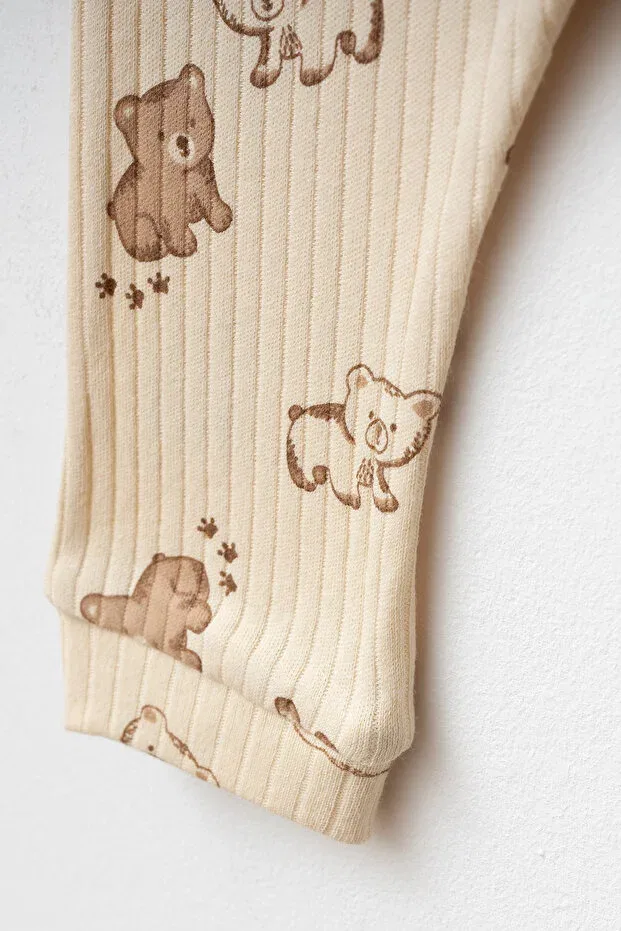 Детское боди-комбинезон хлопковый без манжет Yukobaby Bebeğiniz Için En Doğalı, Beige — фото 4