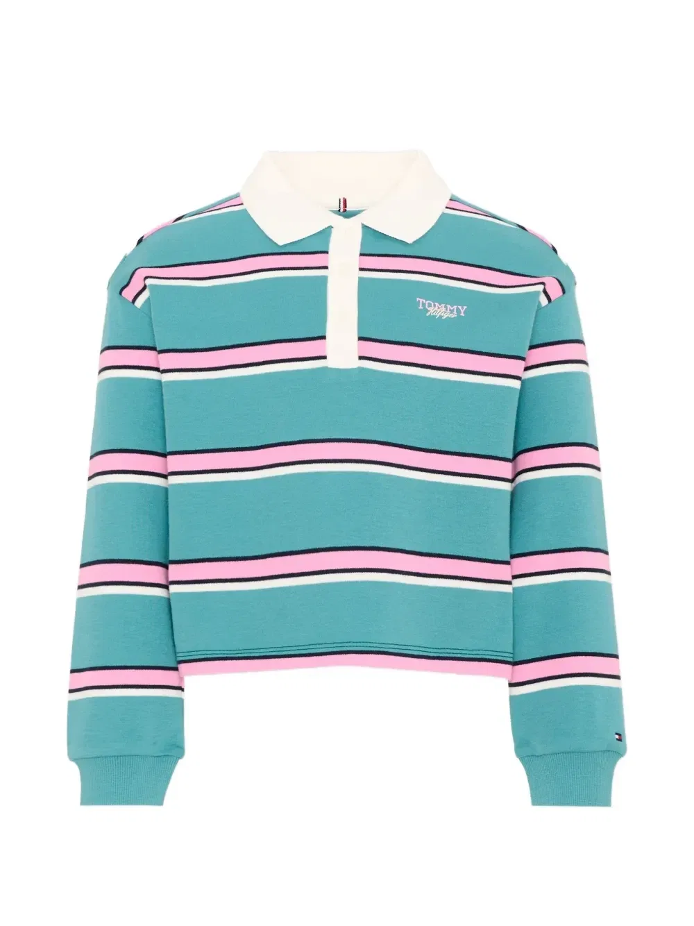 Поло с длинным рукавом в полоску Tommy Hilfiger Junior, синий