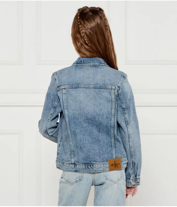 Детская джинсовая куртка для девочек Calvin Klein Jeans, синий — фото 3