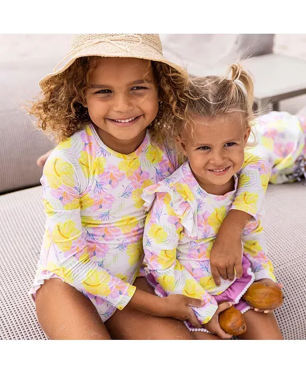 Детский купальник для девочек с воланами Aloha Vacay Recycled Leg Frill Surf Suit Snapper Rock, мультиколор — фото 4
