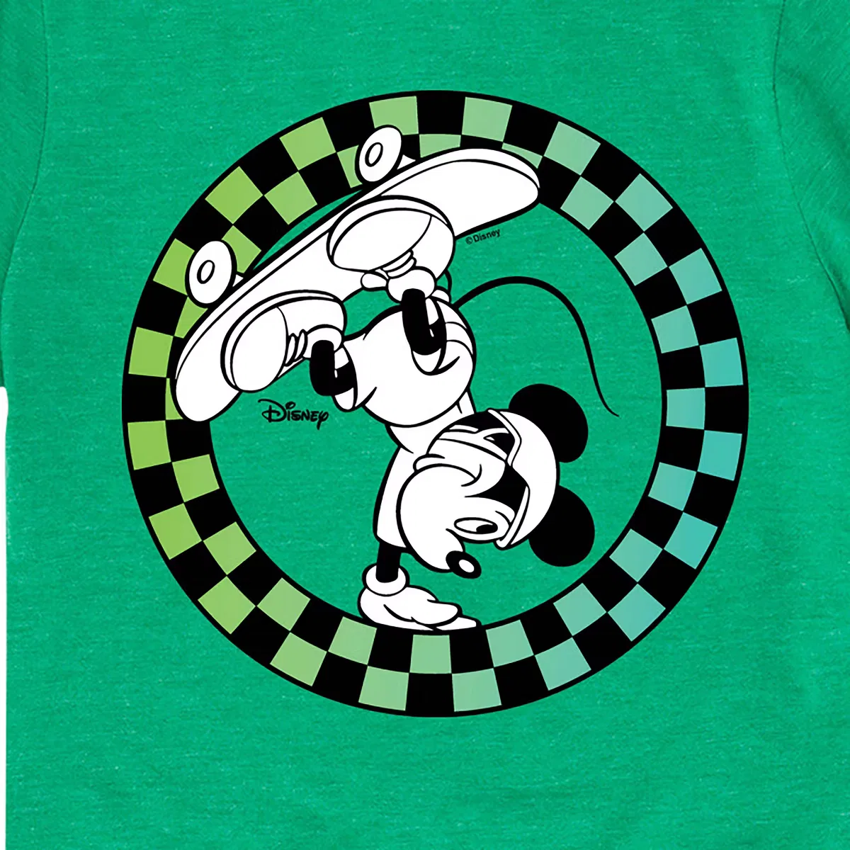 Футболка с коротким рукавом с принтом Mickey Skateboarding Checkered Circle Disney, kelly green — фото 2