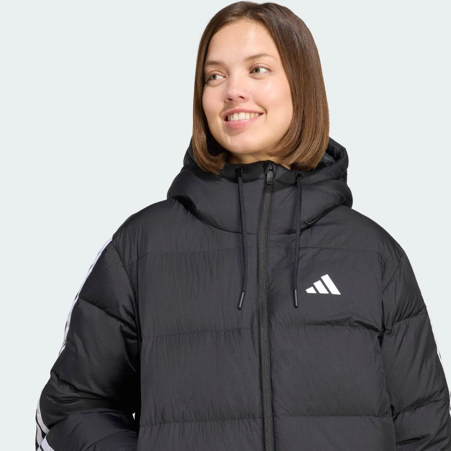 Мужская куртка-пуховик с капюшоном Essentials Climawarm 3-Streifen Adidas, Schwarz — фото 4