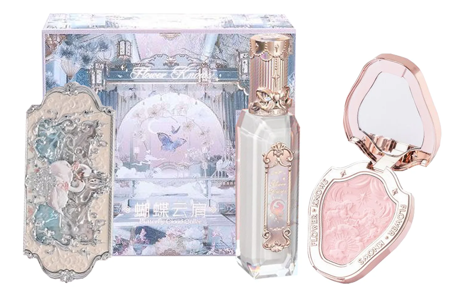 Flower Knows Набор косметики для женщин, Blush #01 Snow Frost Pearl+Eye Shadow #01 White Swan+Liquid Lipstick #GE03 Starlight Foam+Giveaway — фото 3