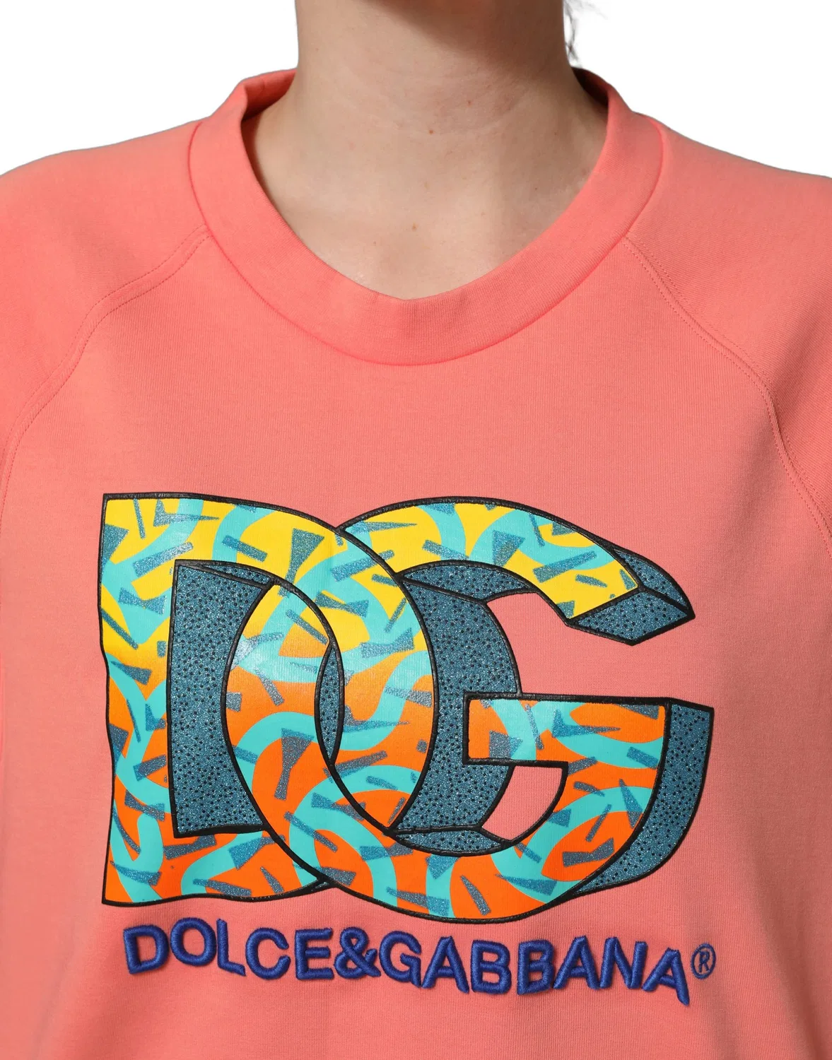 Женский свитшот с принтом укороченный Crew Neck Sweatshirt Dolce & Gabbana, Pink