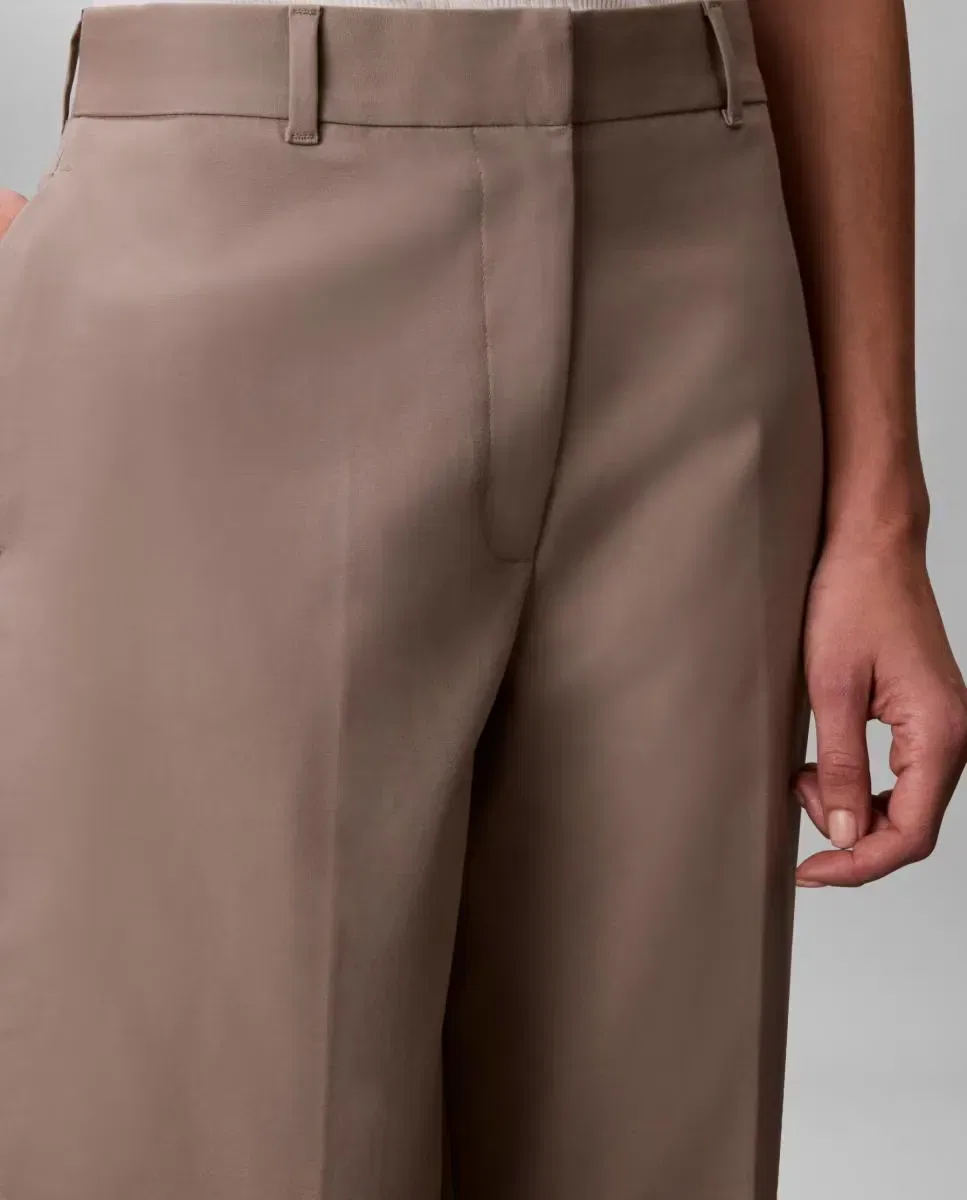 Женские прямые брюки из хлопка Calvin Klein, Marrón — фото 3