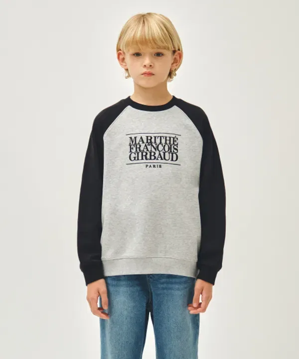 Свитшот детский с цветными блоками и логотипом, raglan Marithé, черный