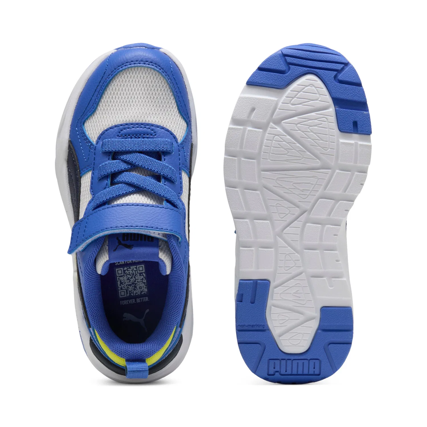 Детские кроссовки с мягкой амортизацией PUMA Trinity 2 LT AC PS, Feather Gray/PUMA Navy/Royal Sapphire — фото 4