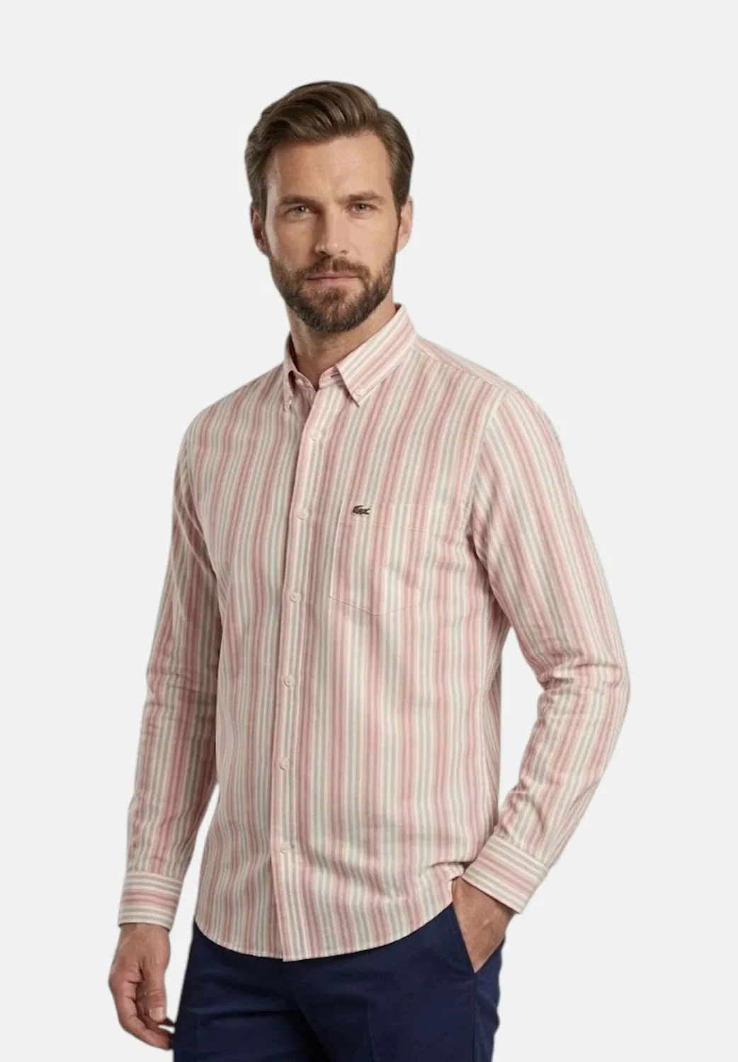Camicia col 83h - рубашка Lacoste, Mottled Beige — фото 2