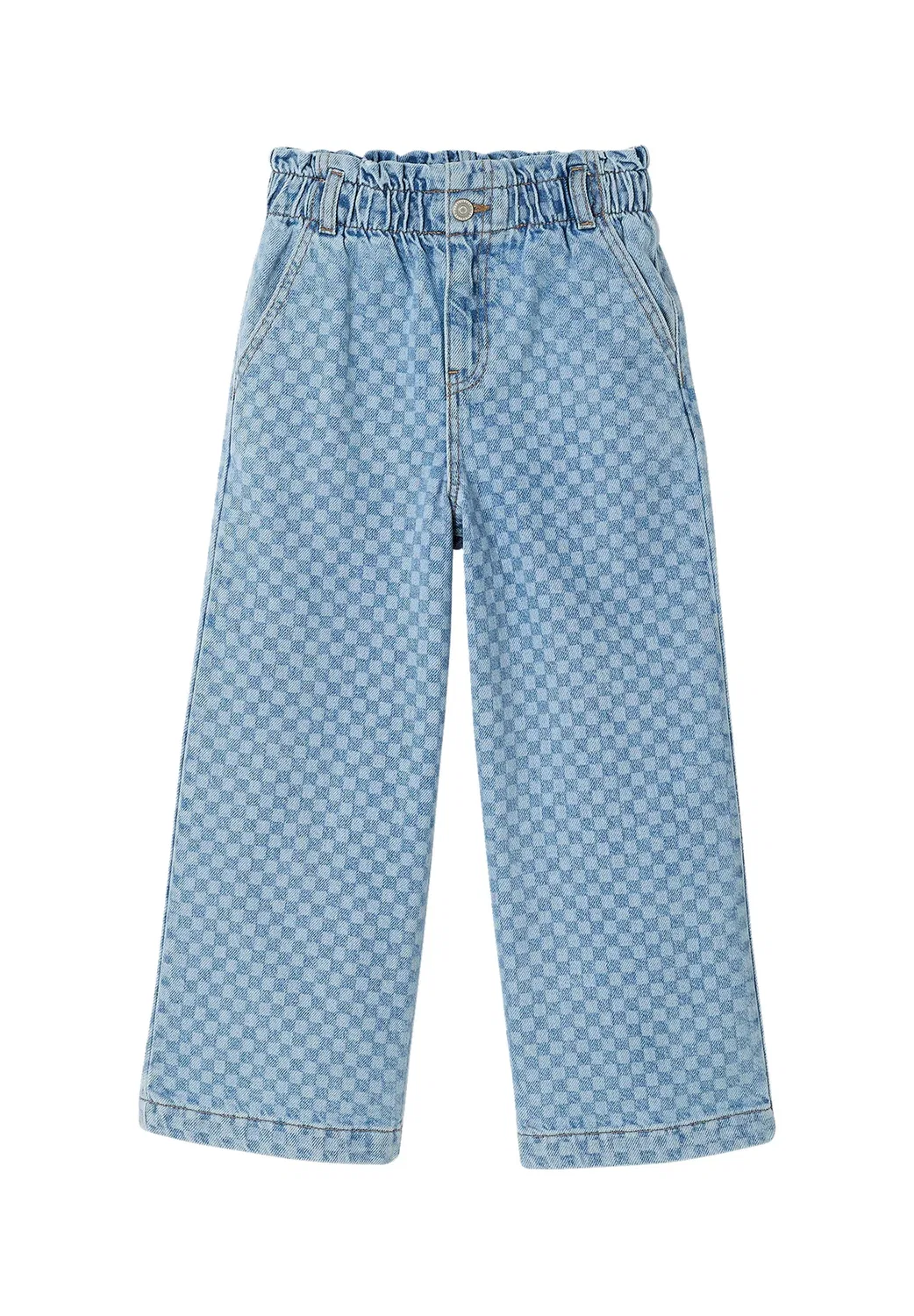 Weite mädchen paperbag-jeans blumenmotive - джинсы свободного кроя Vertbaudet, Helles Blau