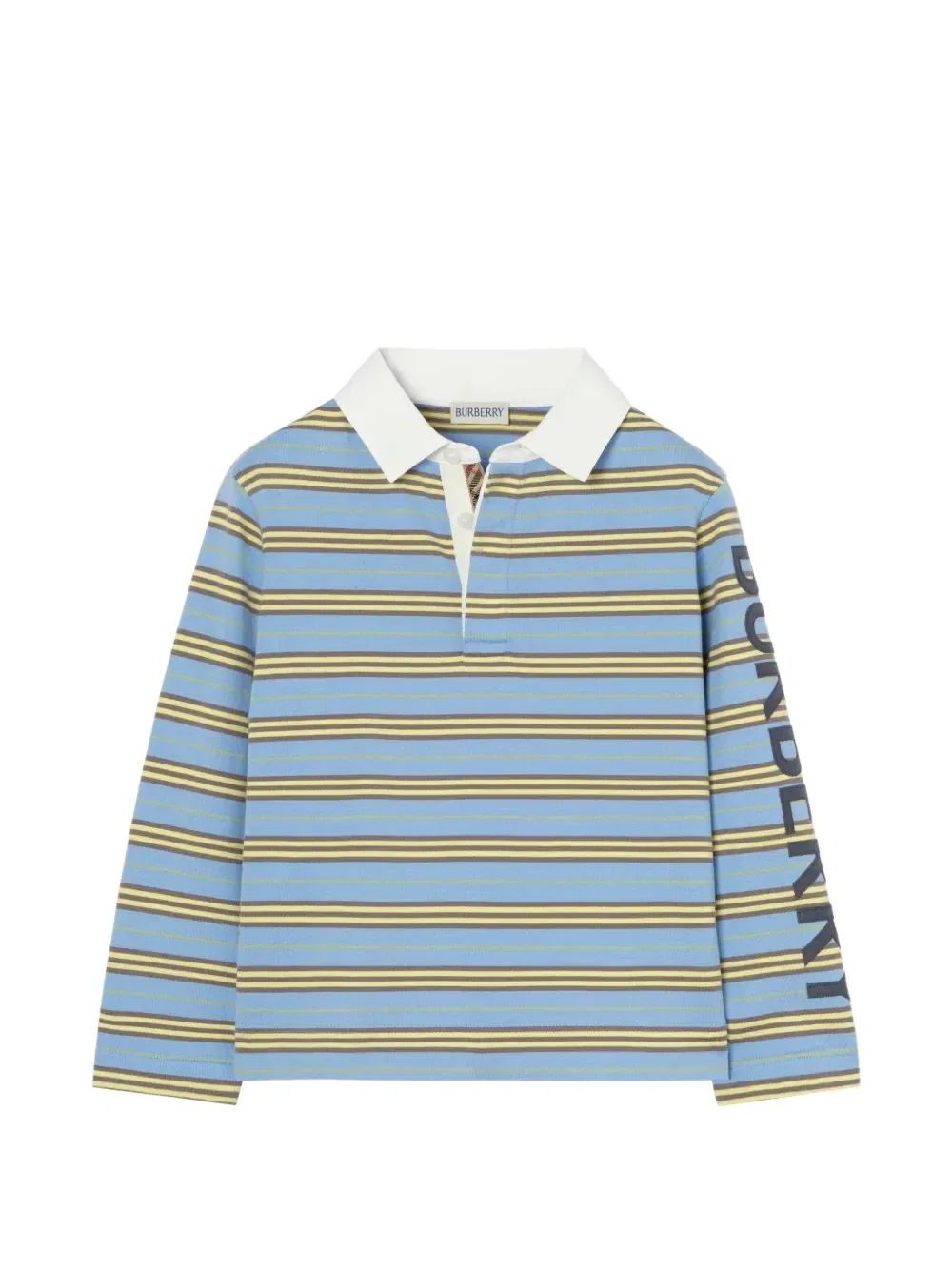 Полосатая хлопковая рубашка для регби Burberry Kids, синий