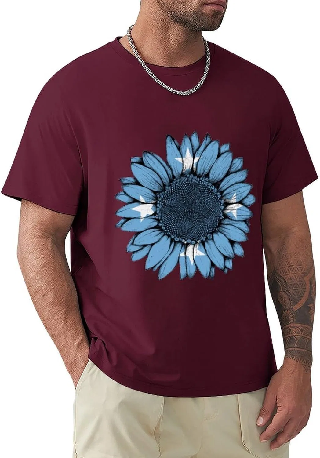 Мужская футболка поло с принтом флага Vintage Sunflower, Maroon