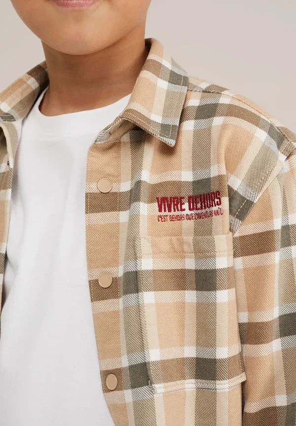 Рубашка в клетку Shirt We Fashion, beige, бежевый — фото 3