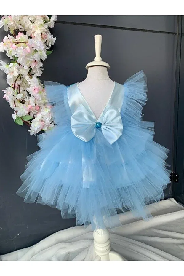 Детское платье для девочек без рукавов Petite Ponpon Baby, Blue — фото 2