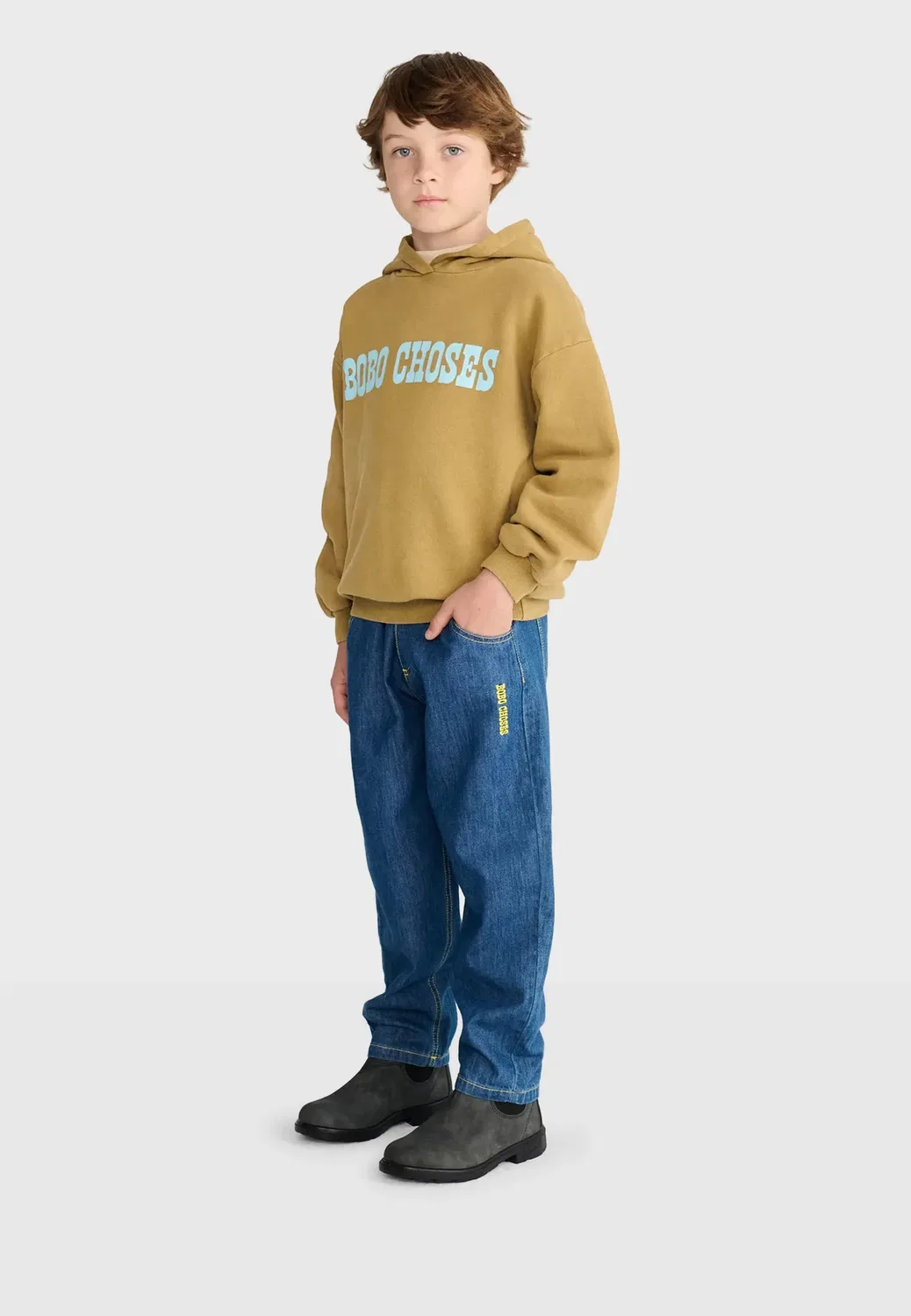 Джинсы унисекс Taxi с биркой «саурус» - свободного кроя Bobo Choses, Dark Blue Denim — фото 3