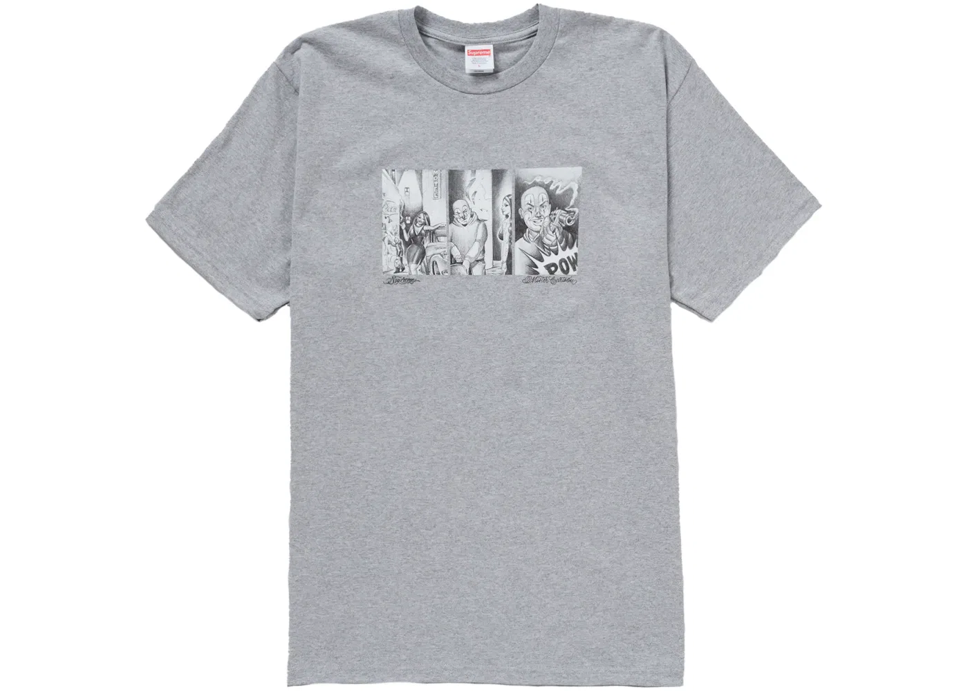 Мужская футболка с принтом Supreme Mister Cartoon Pow Tee, Heather Grey